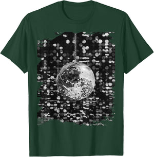 Black and White Disco Ball Club Retro Small T-Shirt - T-Shirt | Forest