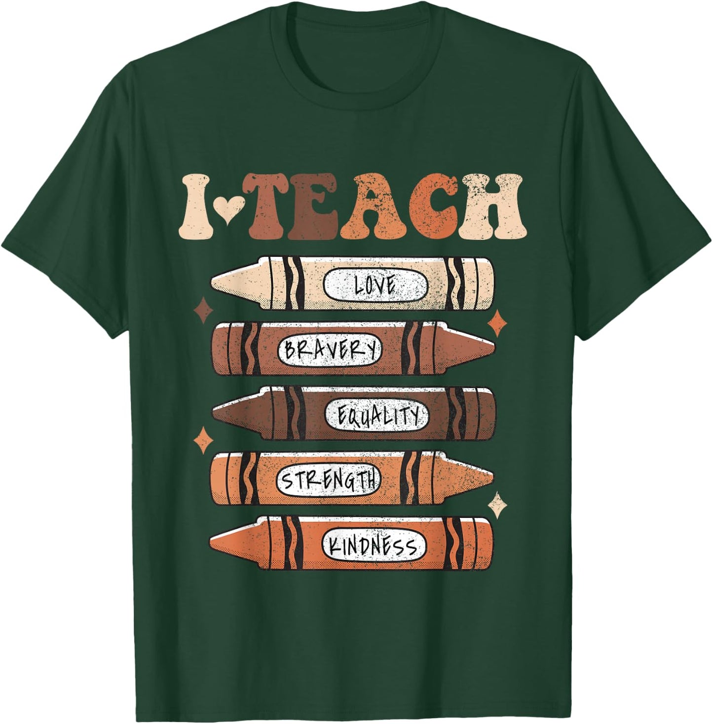 I Teach Black History Month Black Teacher Melanin Crayons T-Shirt - T-Shirt | Forest