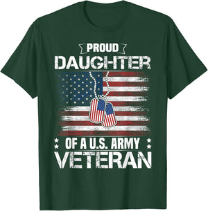 Proud Daughter of A US Army Veteran Day Family Matching T-Shirt - T-Shirt | Forest