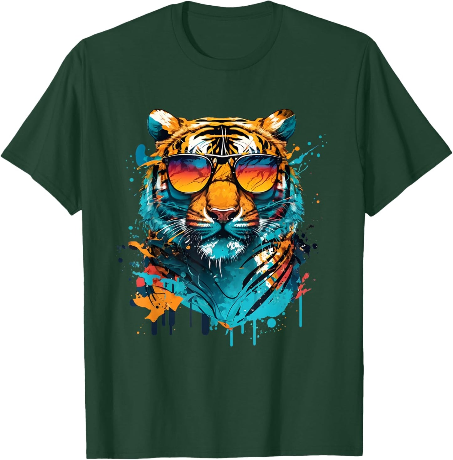 Colorful Tiger Face Tiger Head Wild Cat Lover T-Shirt - T-Shirt | Forest