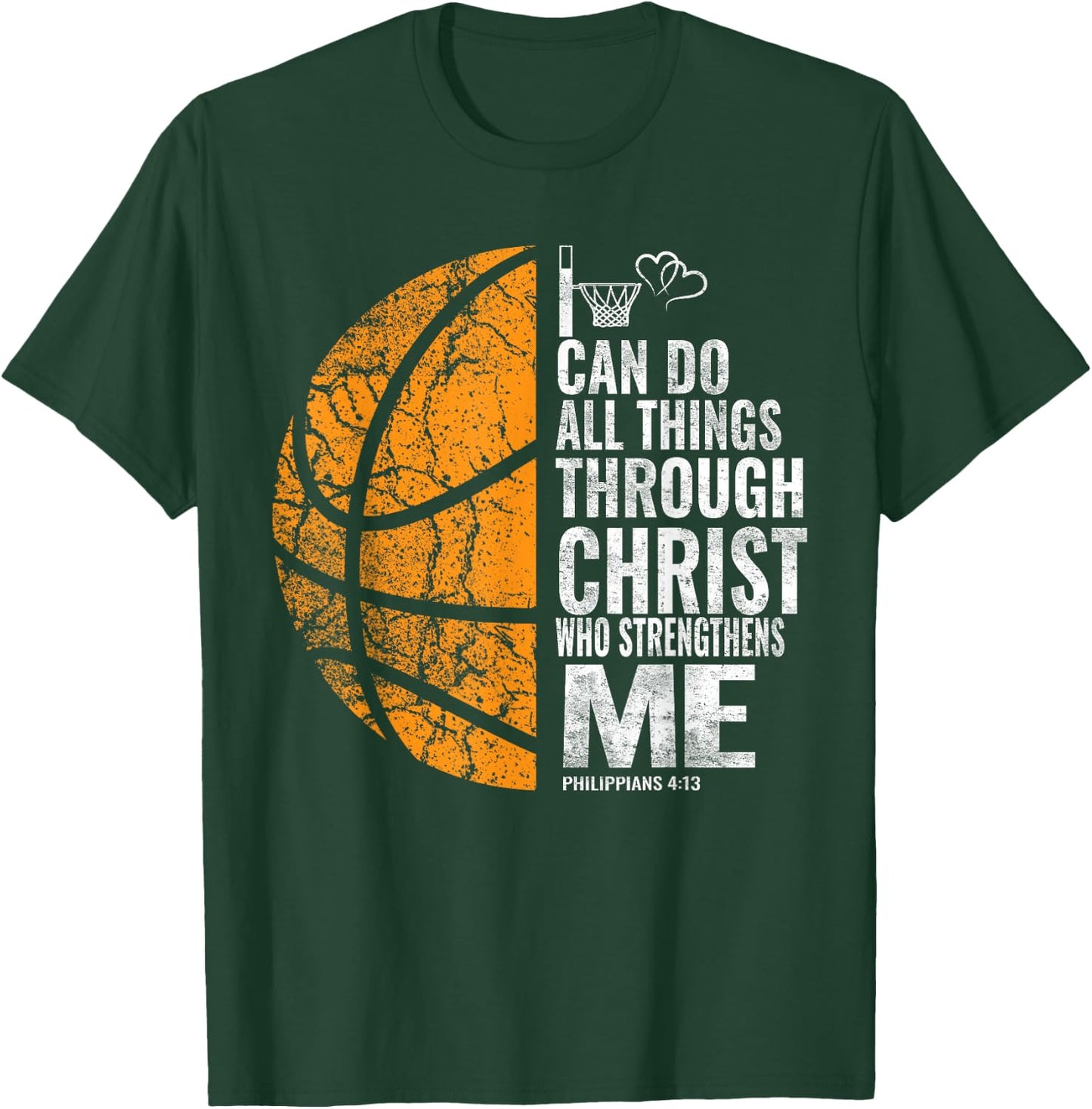 Christian Basketball Men Boys Kids Religious T-Shirt - T-Shirt | Forest