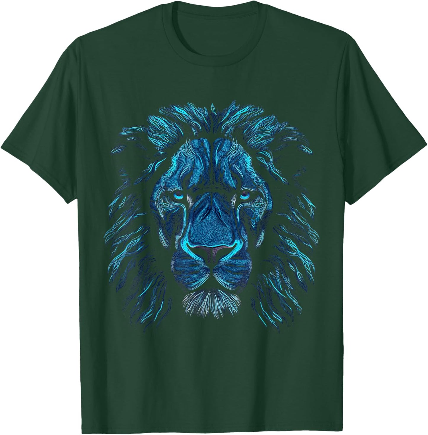 Lion Art Blue Eyes - Animal Motif Zoo Lion T-Shirt - T-Shirt | Forest