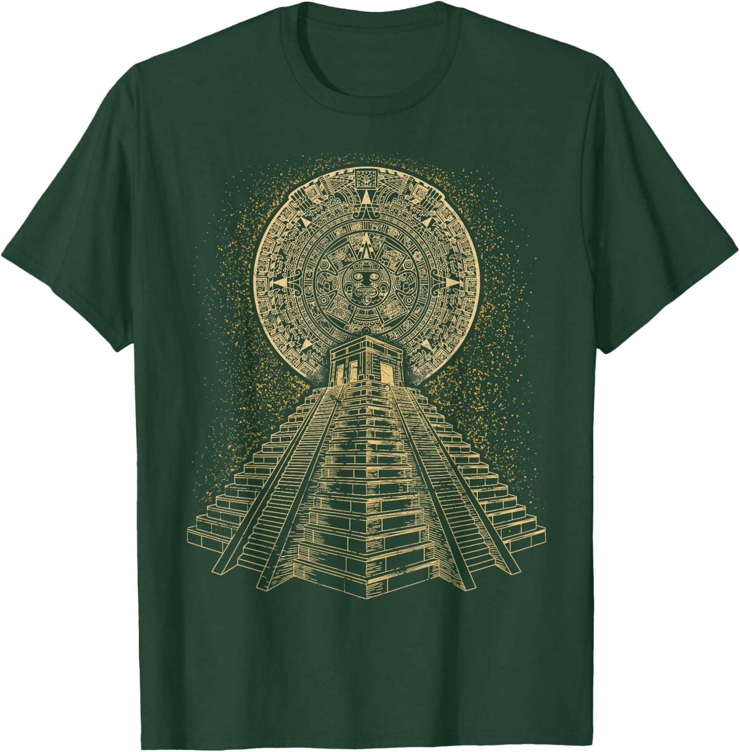 Ancient Sacred Mayan Aztec Calendar Pyramid Geometry T-Shirt - T-Shirt | Forest