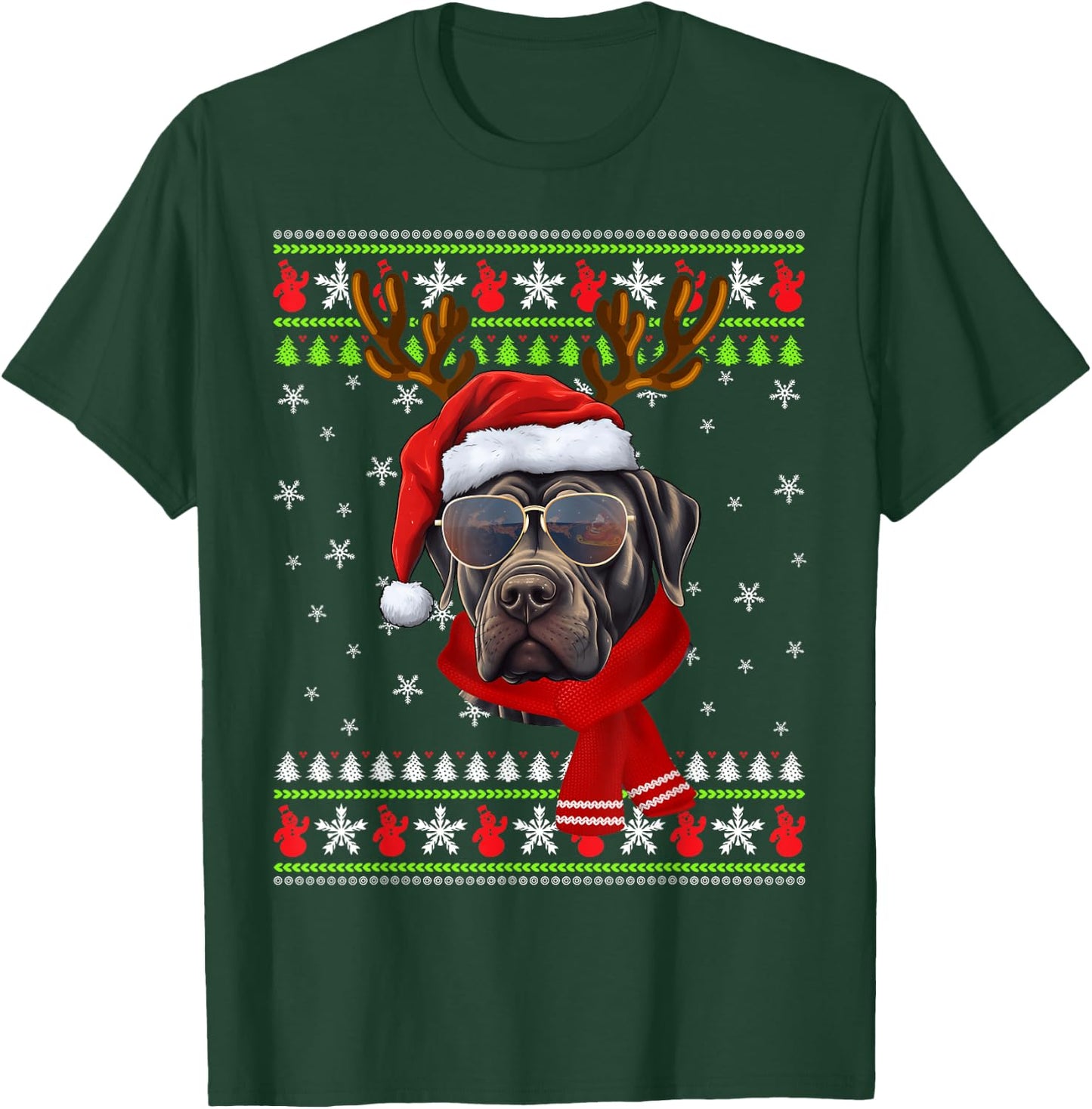 Cane Corso Christmas Funny Xmas Ugly Sweater Pajama T-Shirt - T-Shirt | Forest