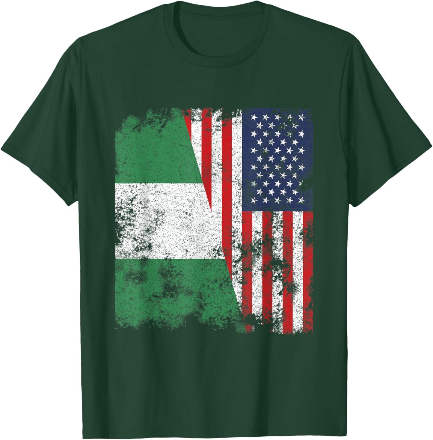 Nigeria USA Flag Distressed - Half American Women Kids Men T-Shirt - T-Shirt | Forest