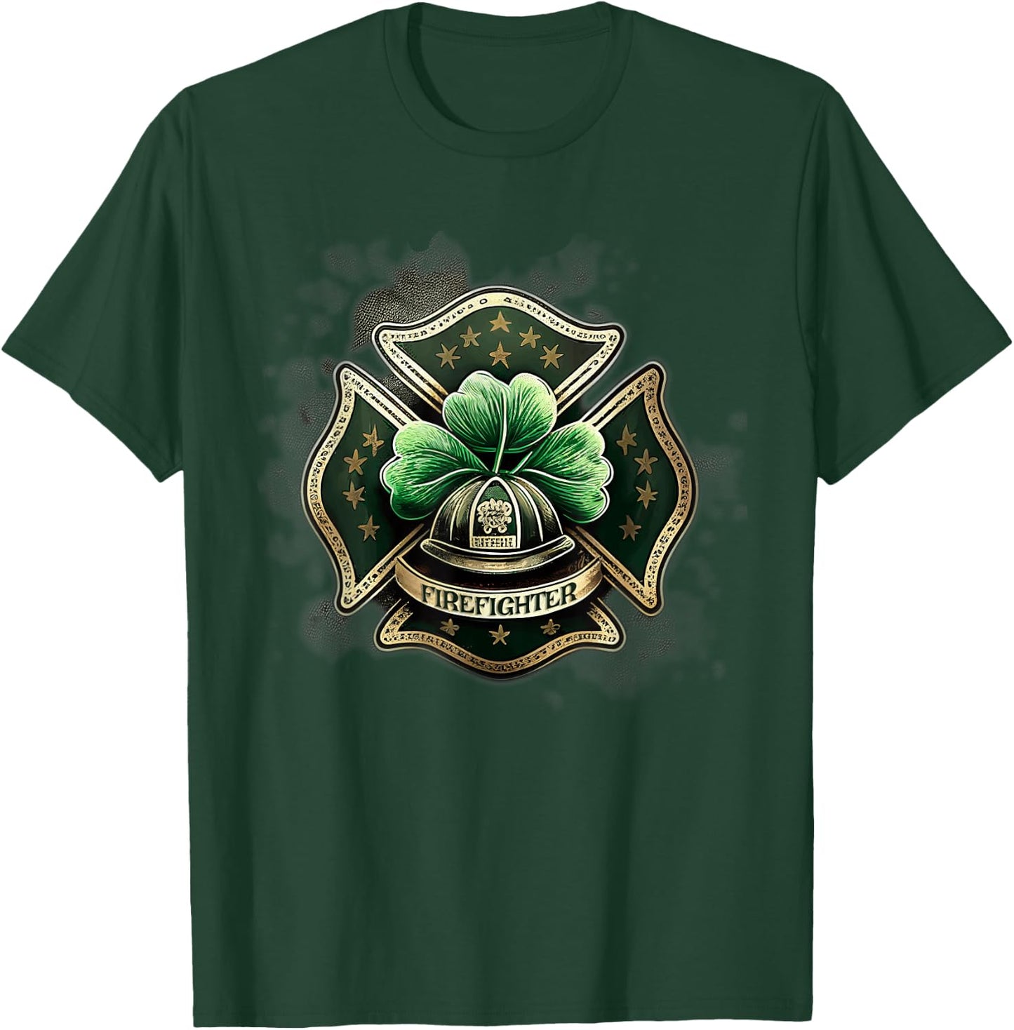 Vintage Shamrock Irish Firefighter St Patricks USA Fireman T-Shirt - T-Shirt | Forest