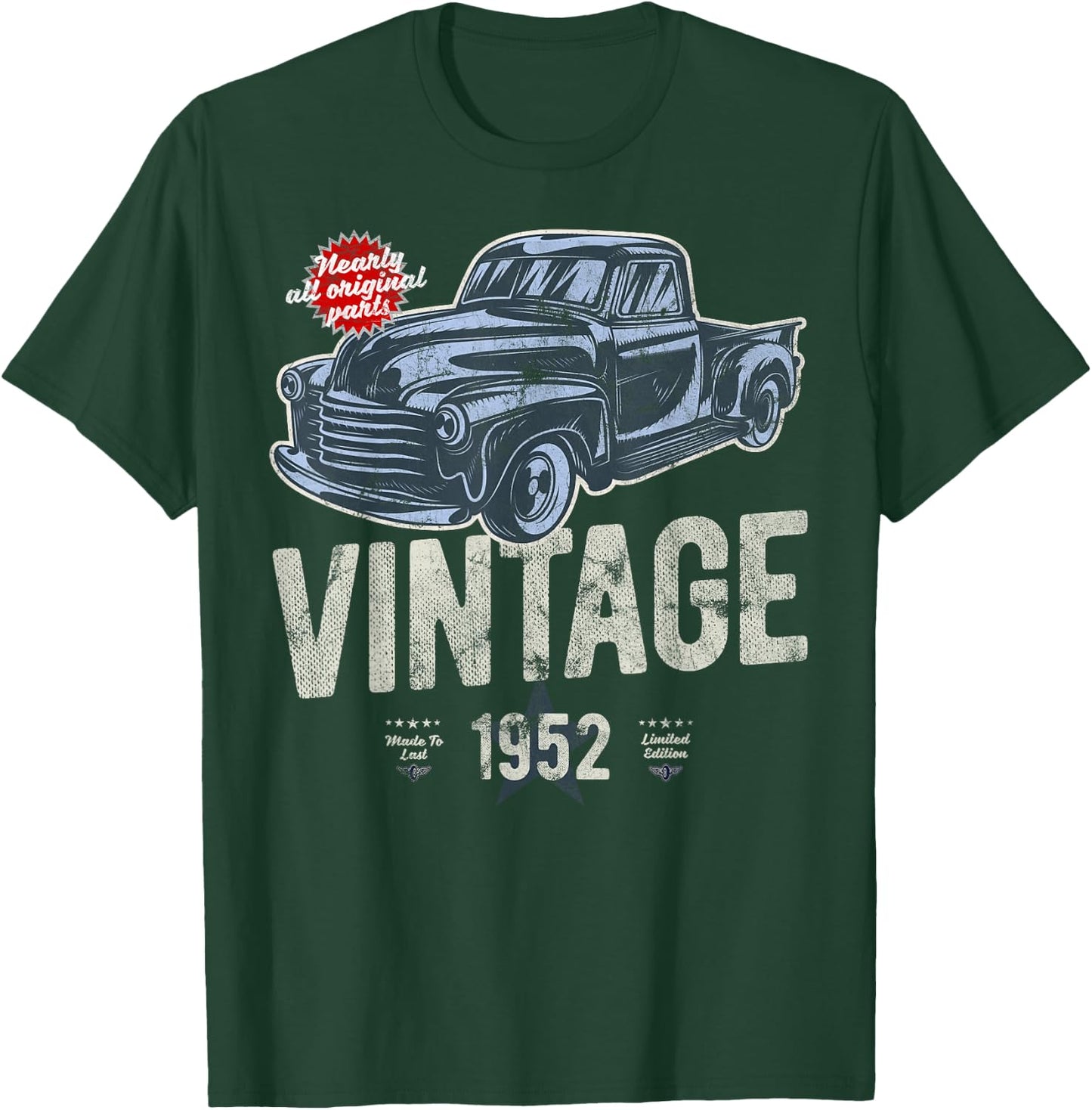 Vintage, Born 1952, 70th Birthday, Classic Pick Up Truck T-Shirt - T-Shirt | Forest