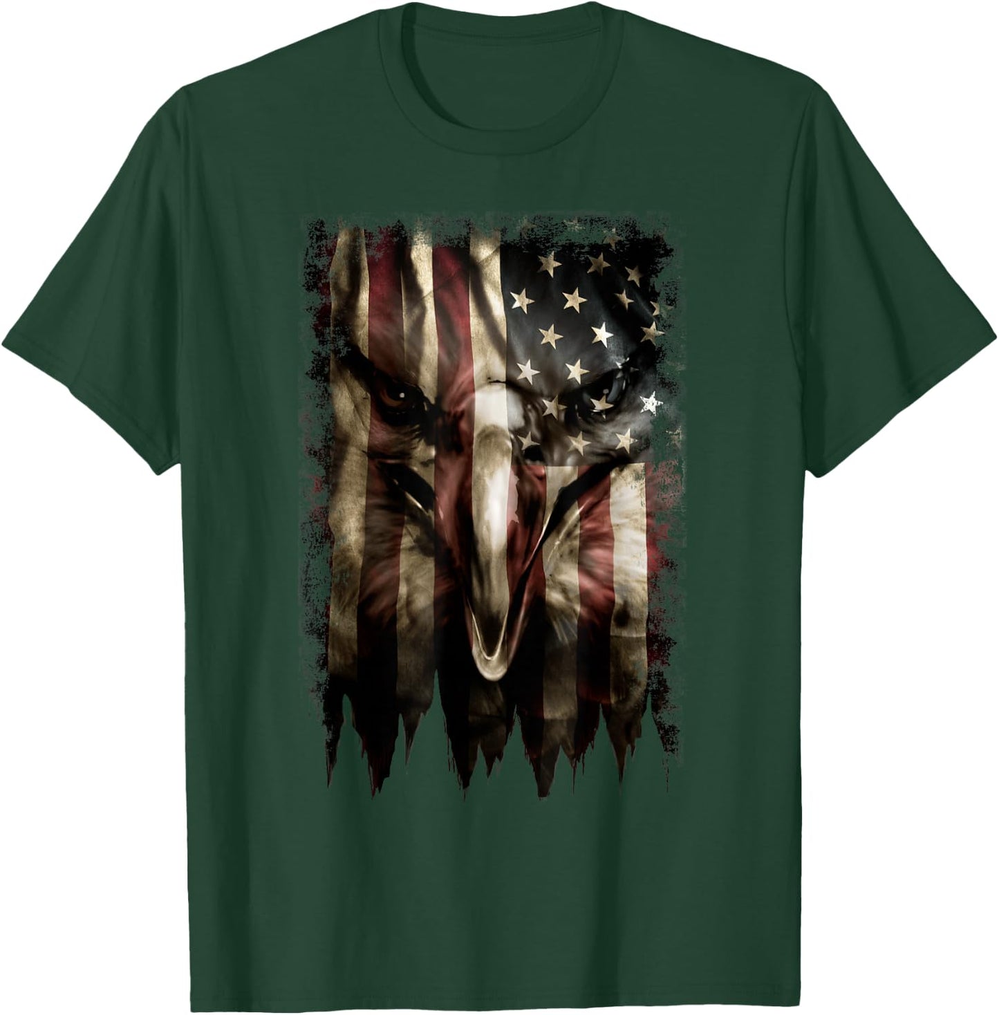 Trendy American Flag Eagle Faded T-Shirt - T-Shirt | Forest
