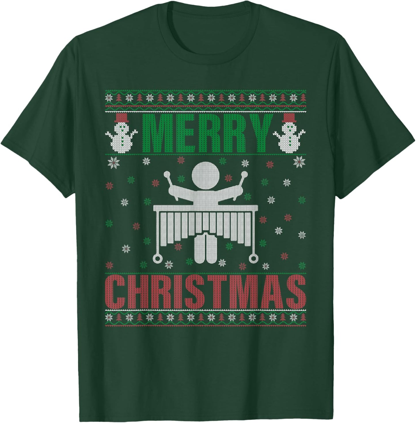 Family Xmas Pajamas Matching Marimba Player Ugly Christmas T-Shirt - T-Shirt | Forest
