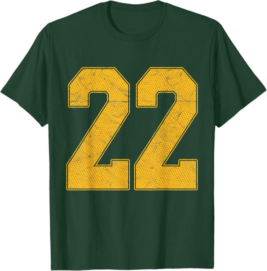 Number 22 Numbered Uniform Sports Team Jersey 22nd Birthday T-Shirt - T-Shirt | Forest