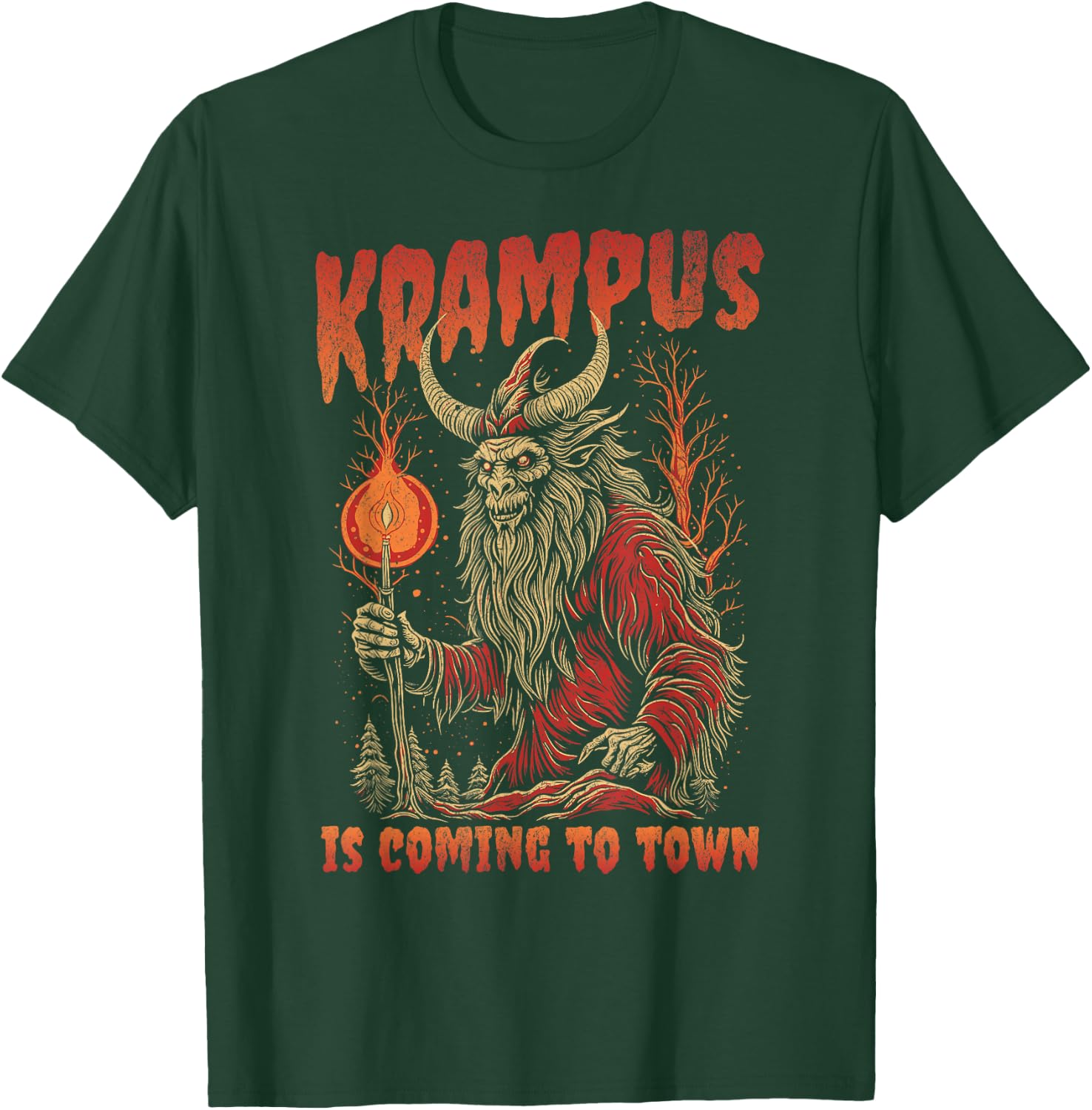 Christmas Krampus Is Coming Hail Santa Funny Xmas Clothing T-Shirt - T-Shirt | Forest