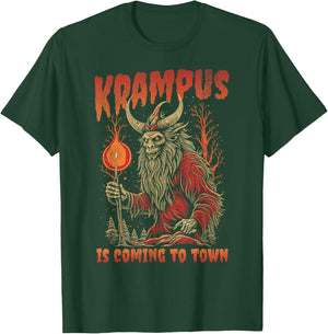 Christmas Krampus Is Coming Hail Santa Funny Xmas Clothing T-Shirt - T-Shirt | Forest
