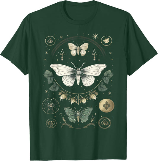 Forest Witch Moth Heterocera Folkloric Wiccan Nature Goth T-Shirt - T-Shirt | Forest