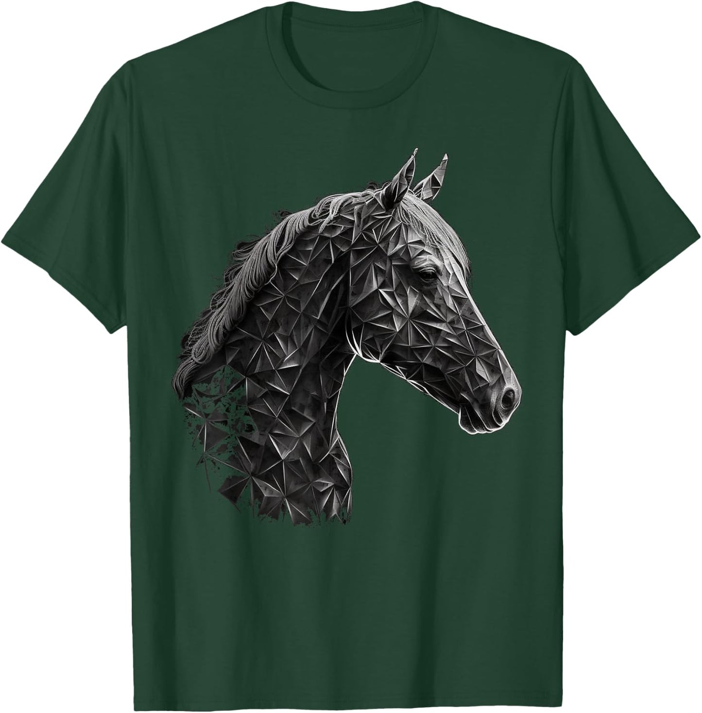 Horse Animal Geometric Polygon Drawing Perd T-Shirt - T-Shirt | Forest