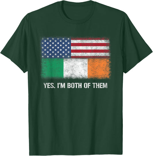 Usa Ireland Irish American Flag Dual Citizen Citizenship T-Shirt - T-Shirt | Forest