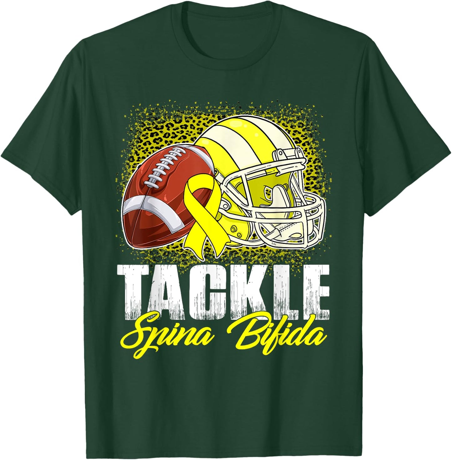 Tackle Spina Bifida Football Ball Helmet Yellow Ribbon Women T-Shirt - T-Shirt | Forest