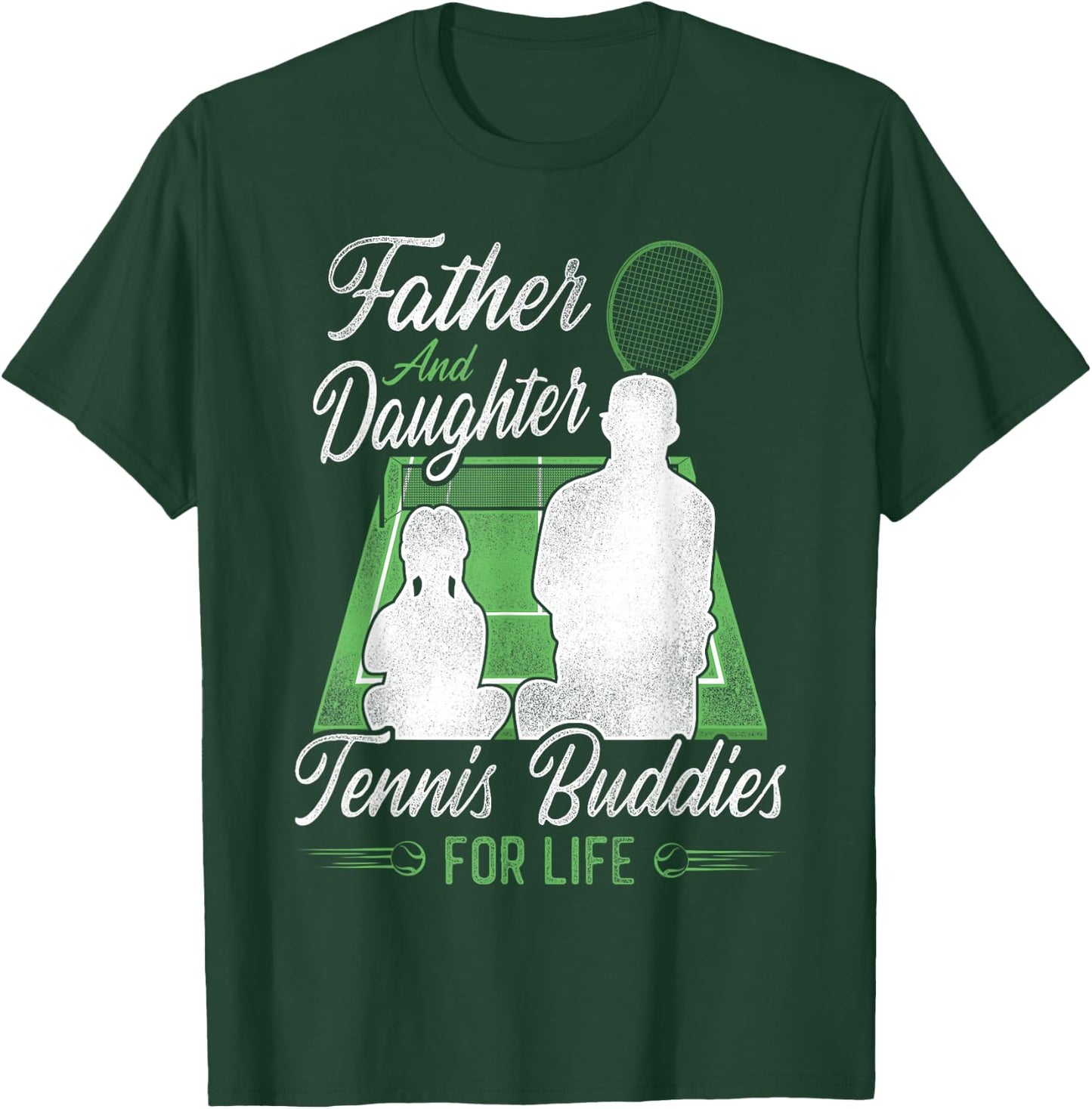 Funny Tennis Player Racket Dad Daughter Father And Daughter T-Shirt - T-Shirt | Forest