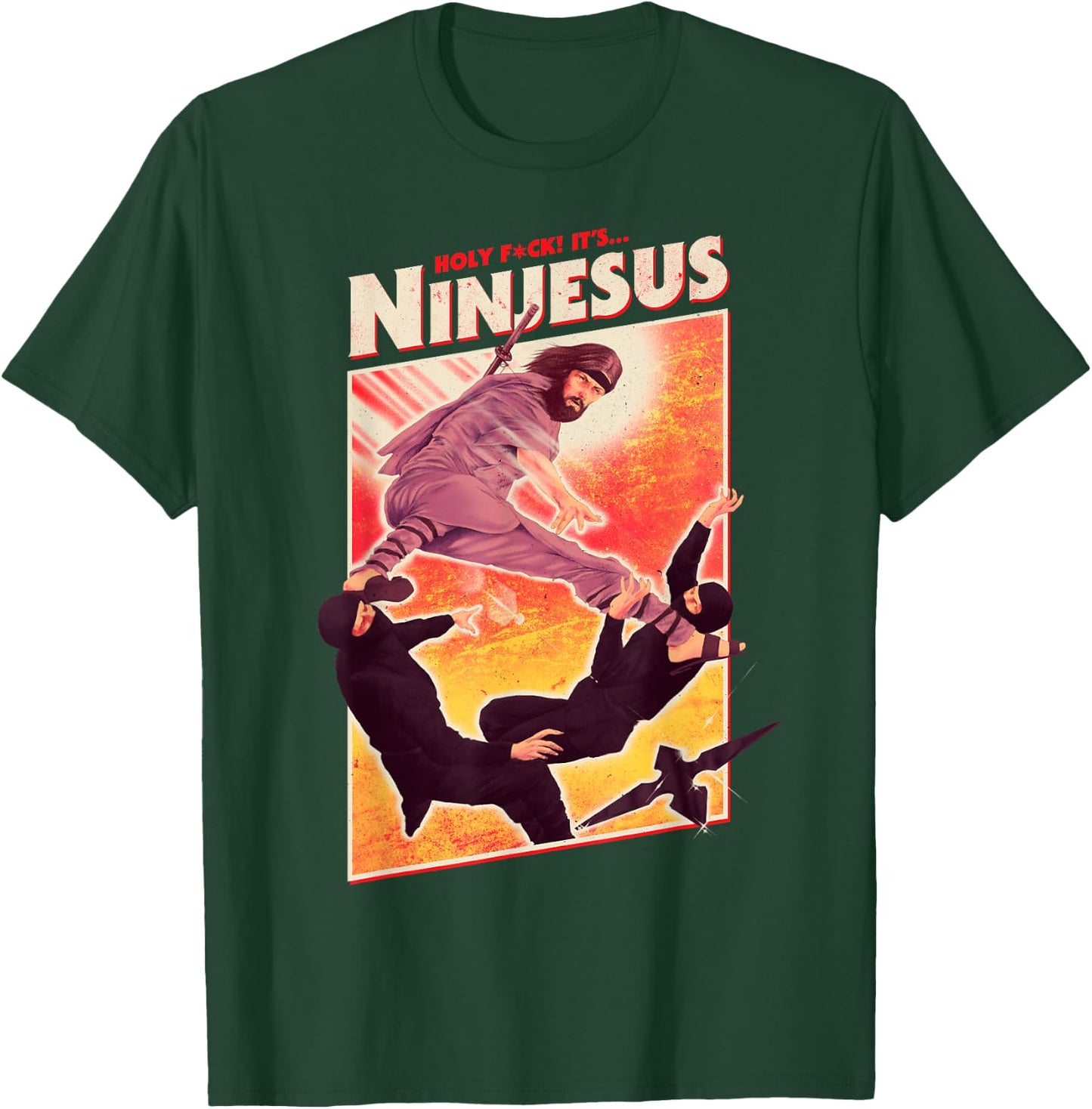 It's Ninjesus 80s Action Movie Atheist Christian Ninja Jesus T-Shirt - T-Shirt | Forest