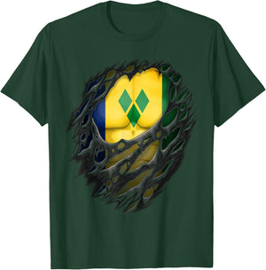 Proud Vincentian Ripped St Vincent And The Grenadines Flag T-Shirt - T-Shirt | Forest
