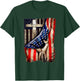 Cross Christian American Flag Hand Pride T-Shirt - T-Shirt | Forest