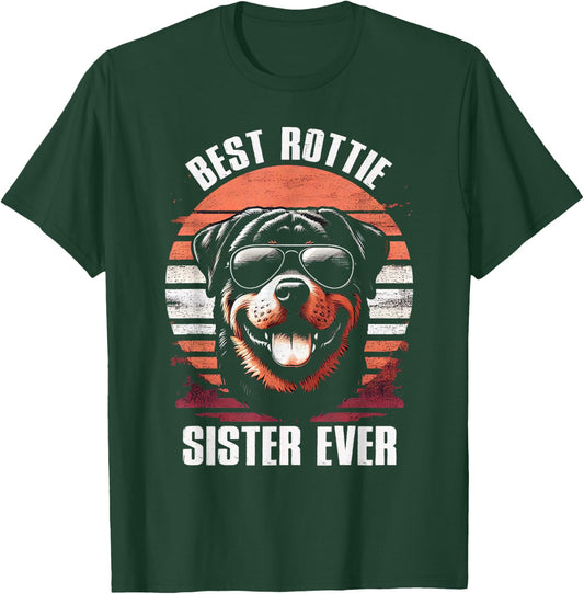 Best Rottie Sister Ever Rottweiler Dog Vintage Women Kids T-Shirt - T-Shirt | Forest