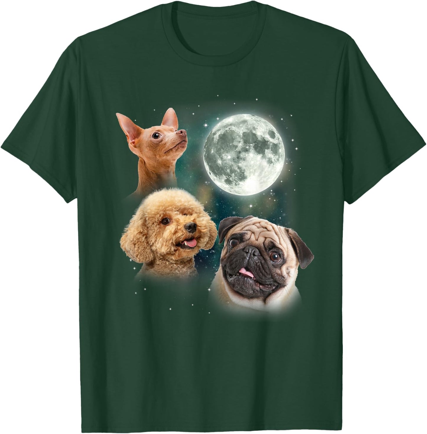 Funny Dog Shirt | 3 Doggo Moon Doggie Lovers Howling Canine T-Shirt - T-Shirt | Forest