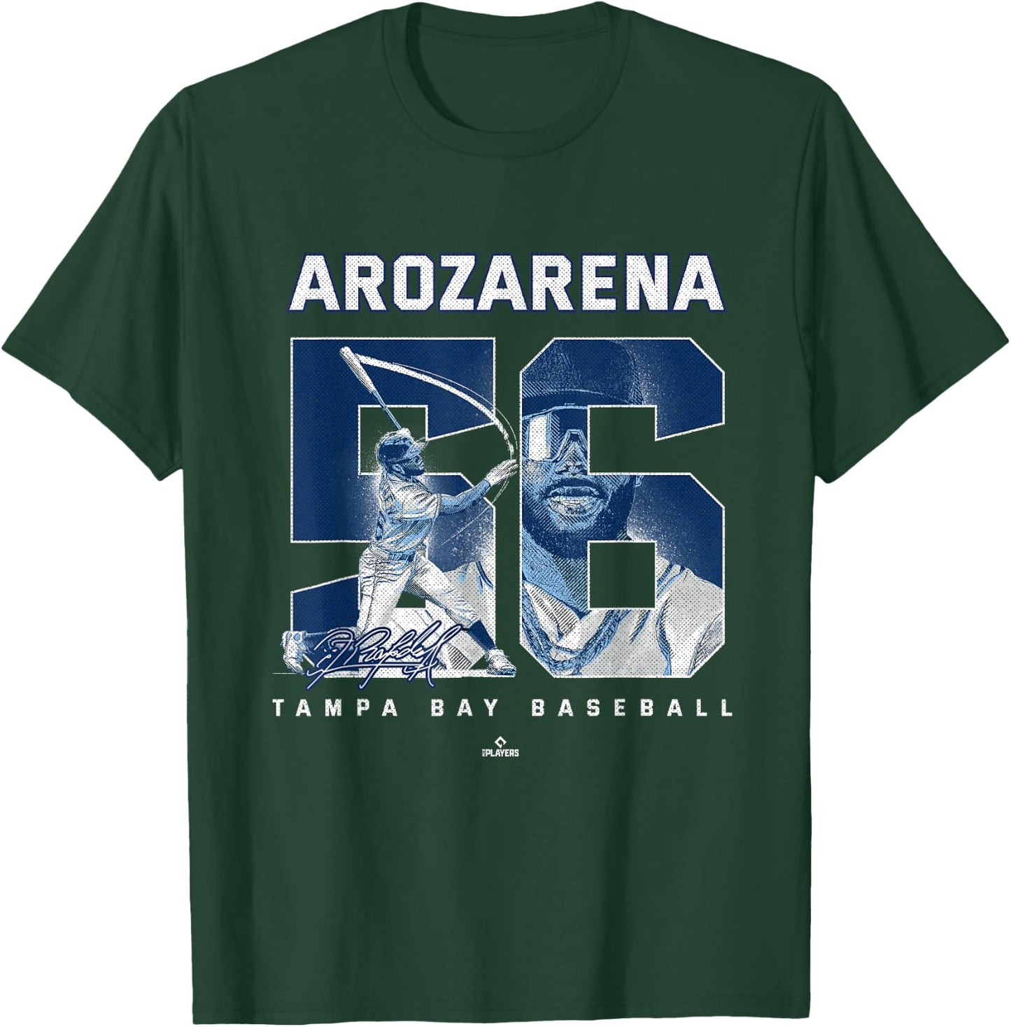 Number and Portrait Randy Arozarena Tampa Bay MLBPA T-Shirt - T-Shirt | Forest
