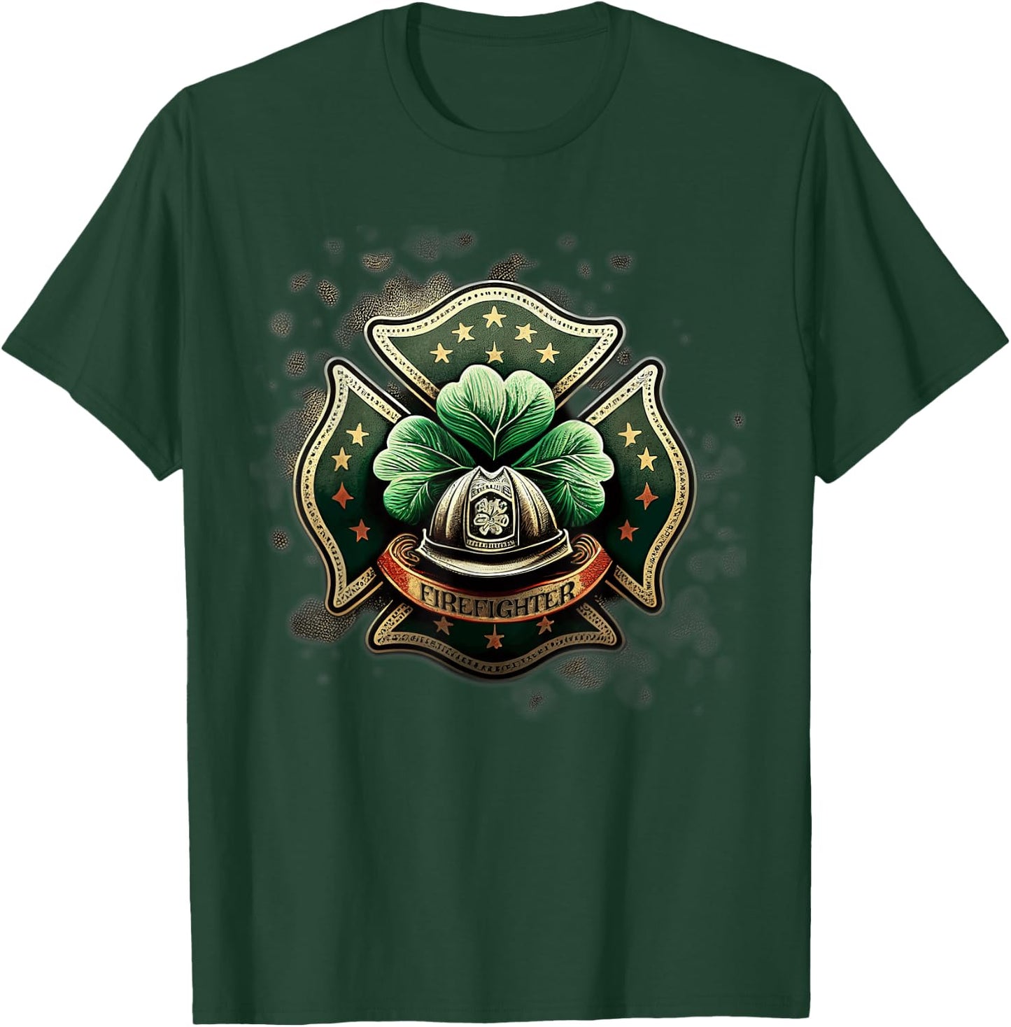 Vintage Shamrock Irish Firefighter St Patricks USA Fireman T-Shirt - T-Shirt | Forest