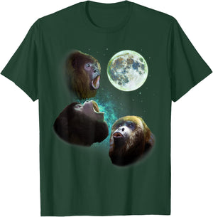 Three Howler Monkeys Howl At Moon 3 Wolfs Wolves Fun Parody T-Shirt - T-Shirt | Forest