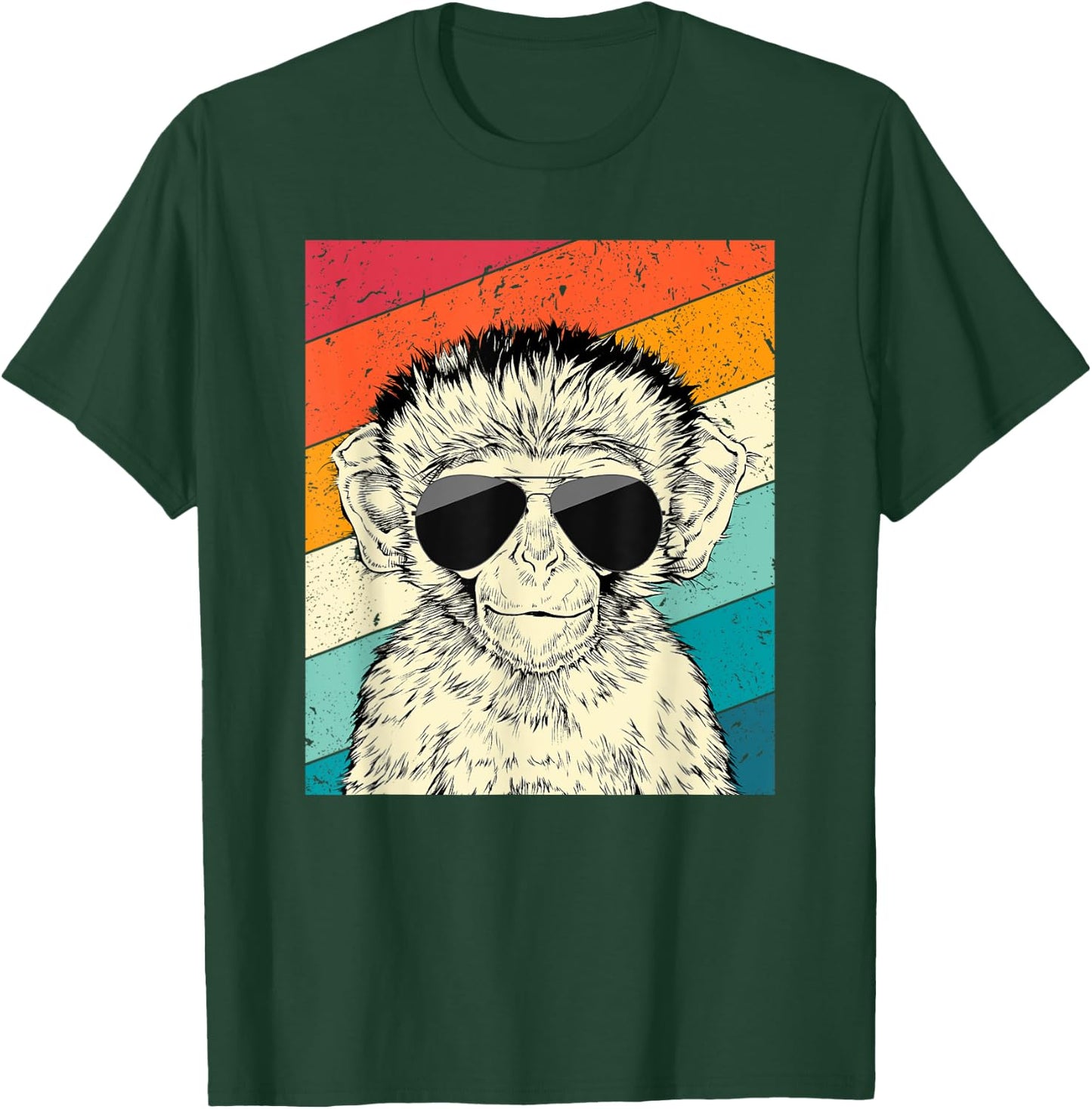 Retro Vintage Monkey with Sunglasses Wild Life Lovers T-Shirt - T-Shirt | Forest
