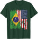 Brazil USA Flag Distressed - Half American T-Shirt - T-Shirt | Forest