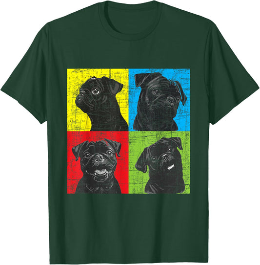 Colorful Pug Face Portrait - Dog Lover Puppy Pet Owner T-Shirt - T-Shirt | Forest