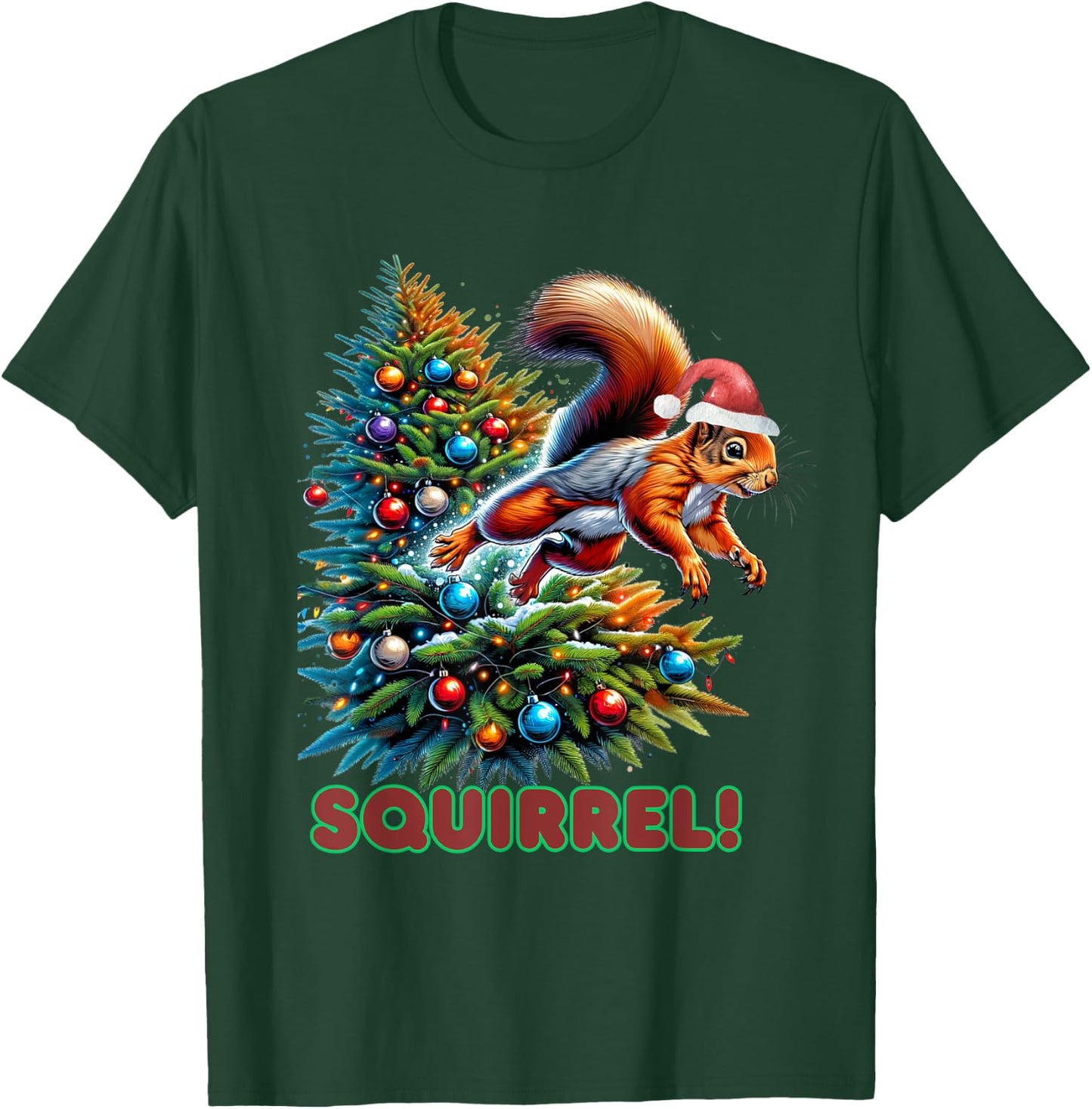 Beans Hot Squirrel Jumping Out of Christmas Tree Funny -Adults, -Kids T-Shirt - T-Shirt | Forest