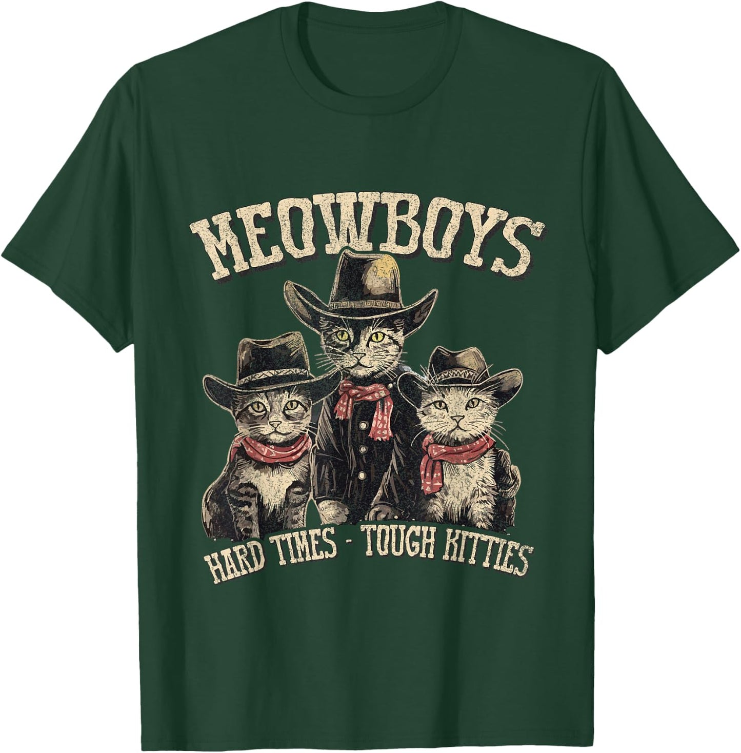 Meowboys Cowboy Cats with Hats T-Shirt - T-Shirt | Forest