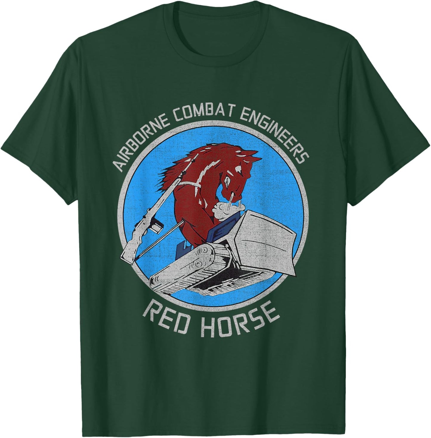 RED HORSE Airborne Combat Engineer US Military T-Shirt - T-Shirt | Forest