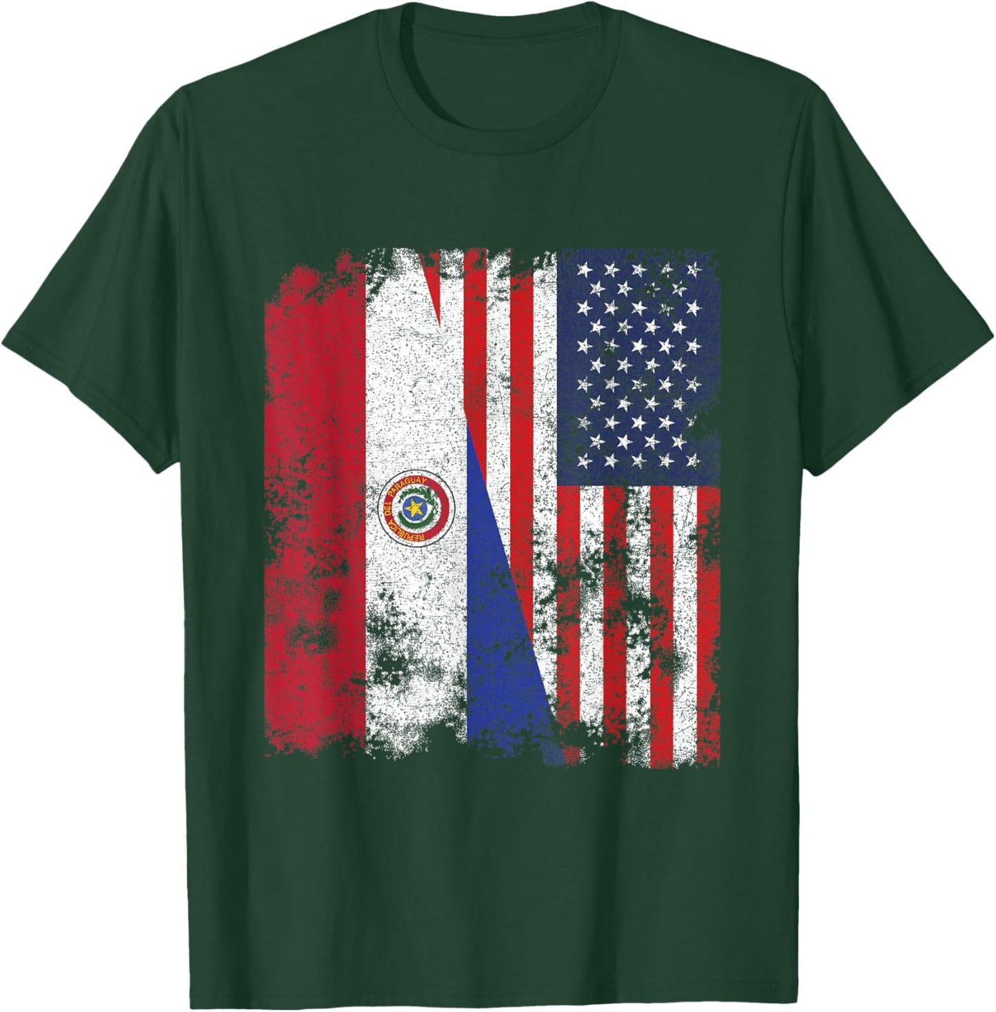 Paraguay USA Flag Distressed - Half American Kids Men T-Shirt - T-Shirt | Forest