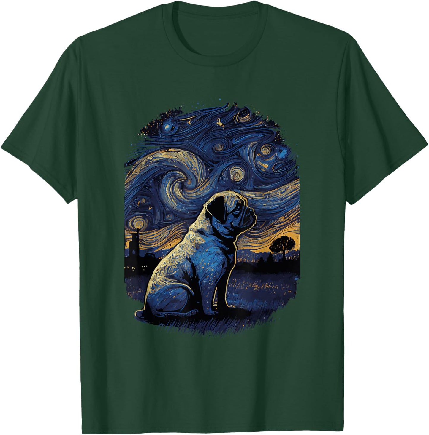 Pug Starry Night T-Shirt - T-Shirt | Forest