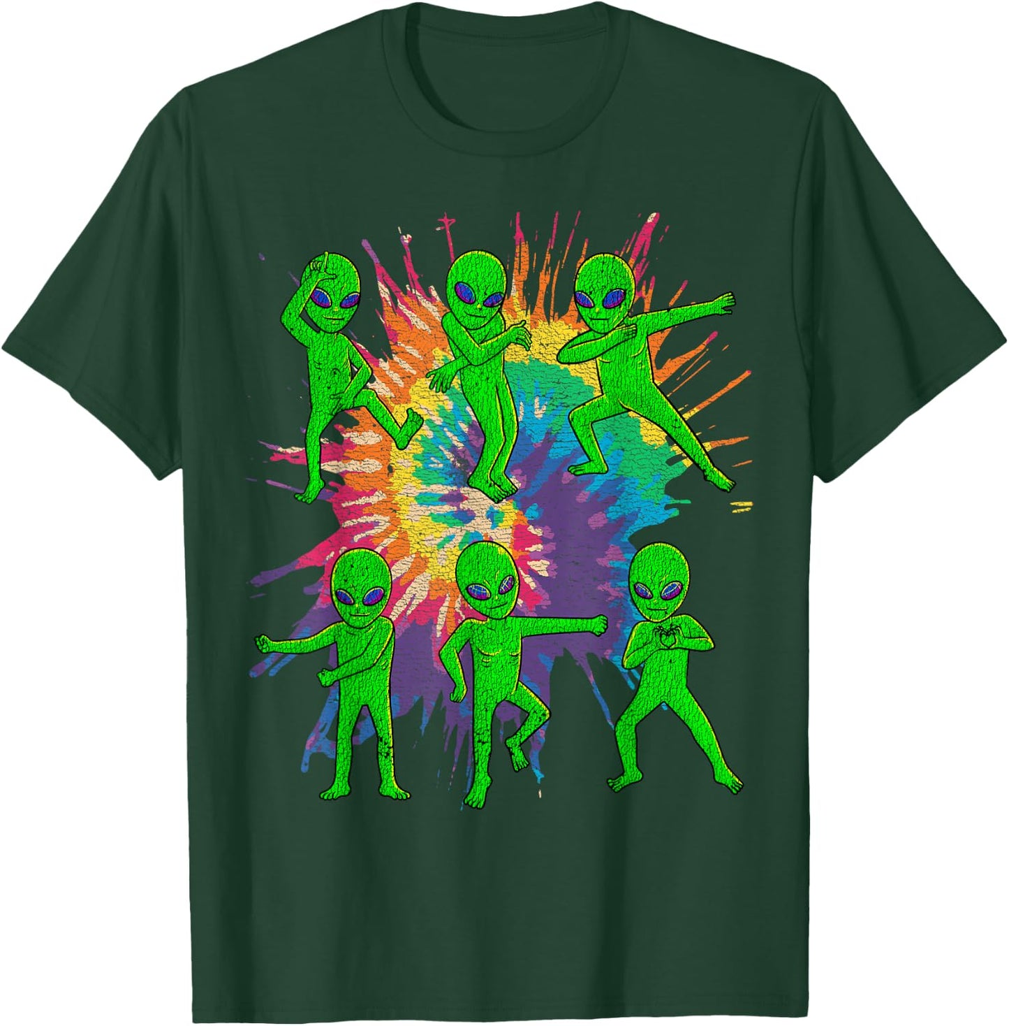 Dancing Alien Halloween Aliens Tie Dye Dance Kids Boys Girls T-Shirt - T-Shirt | Forest