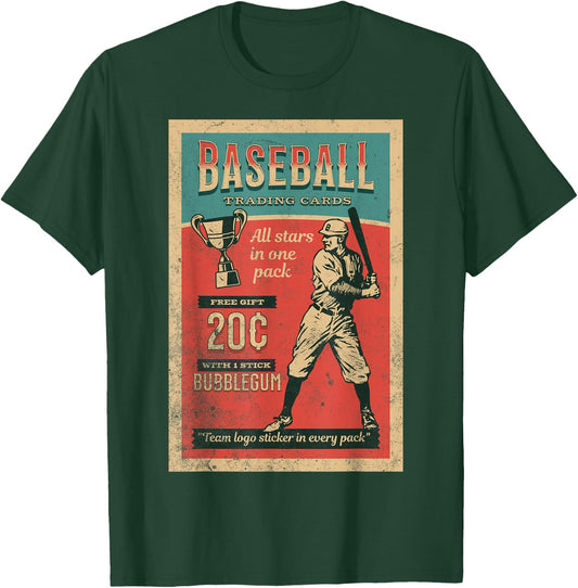 Baseball Card Wrapper Vintage Retro Distressed Hobby T-Shirt - T-Shirt | Forest