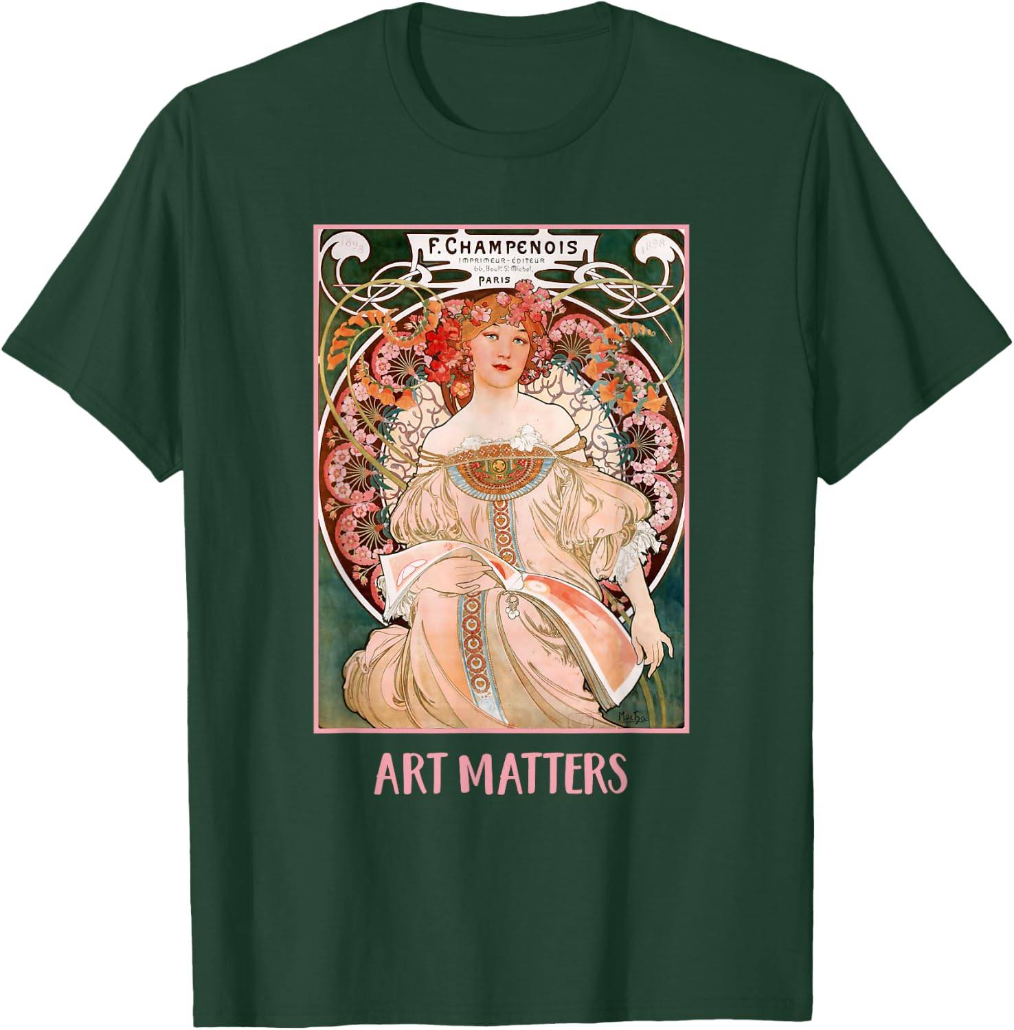 Women with Flowers Paris Mucha Art Nouveau Art Matters T-Shirt - T-Shirt | Forest