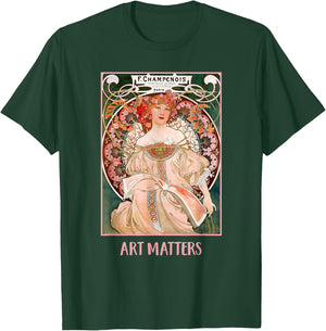 Women with Flowers Paris Mucha Art Nouveau Art Matters T-Shirt - T-Shirt | Forest