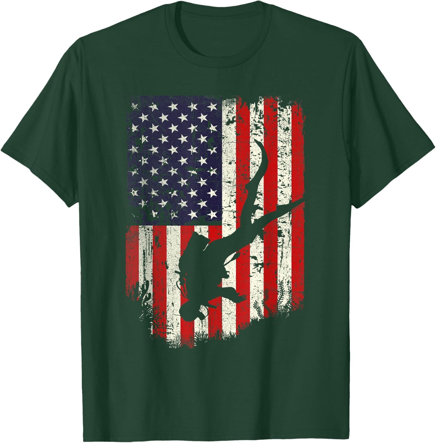 Scuba Diver - Scuba Diving American Flag T-Shirt - T-Shirt | Forest