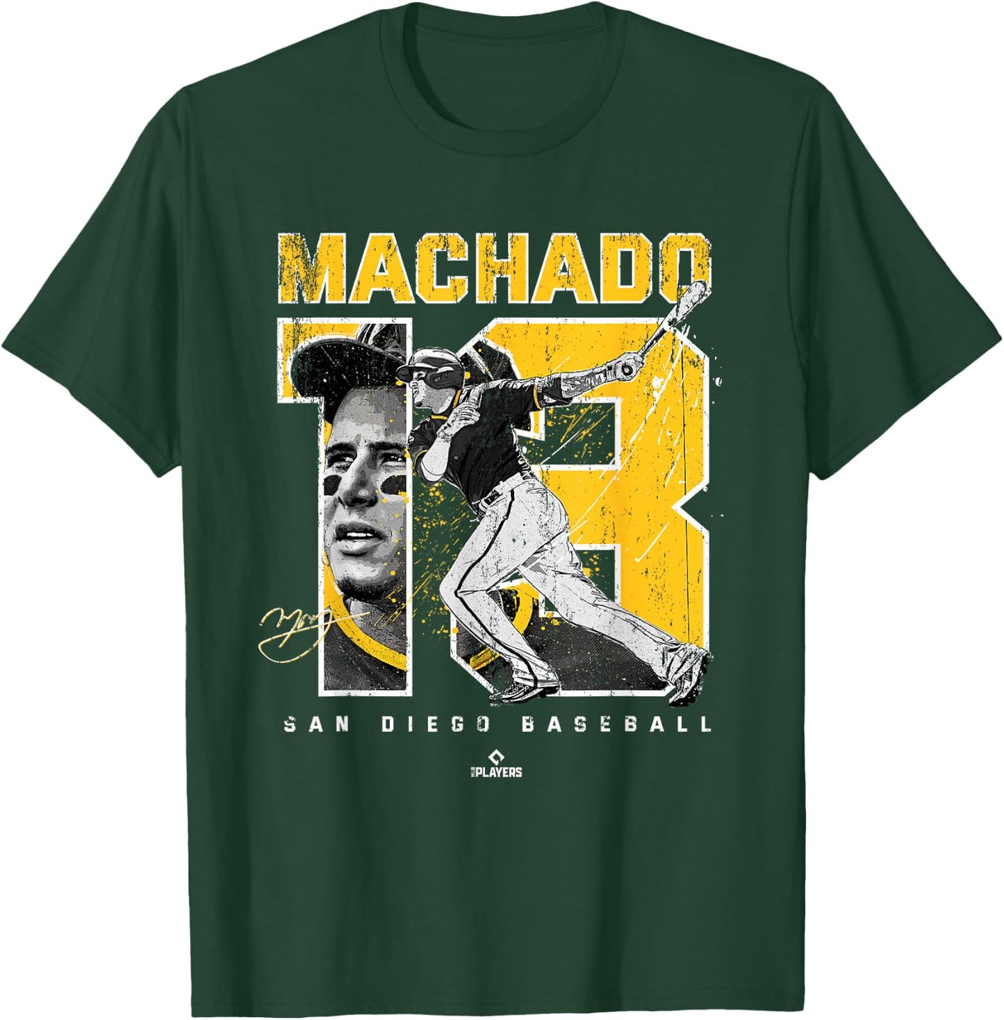 Number and Portrait Manny Machado San Diego MLBPA Small T-Shirt - T-Shirt | Forest