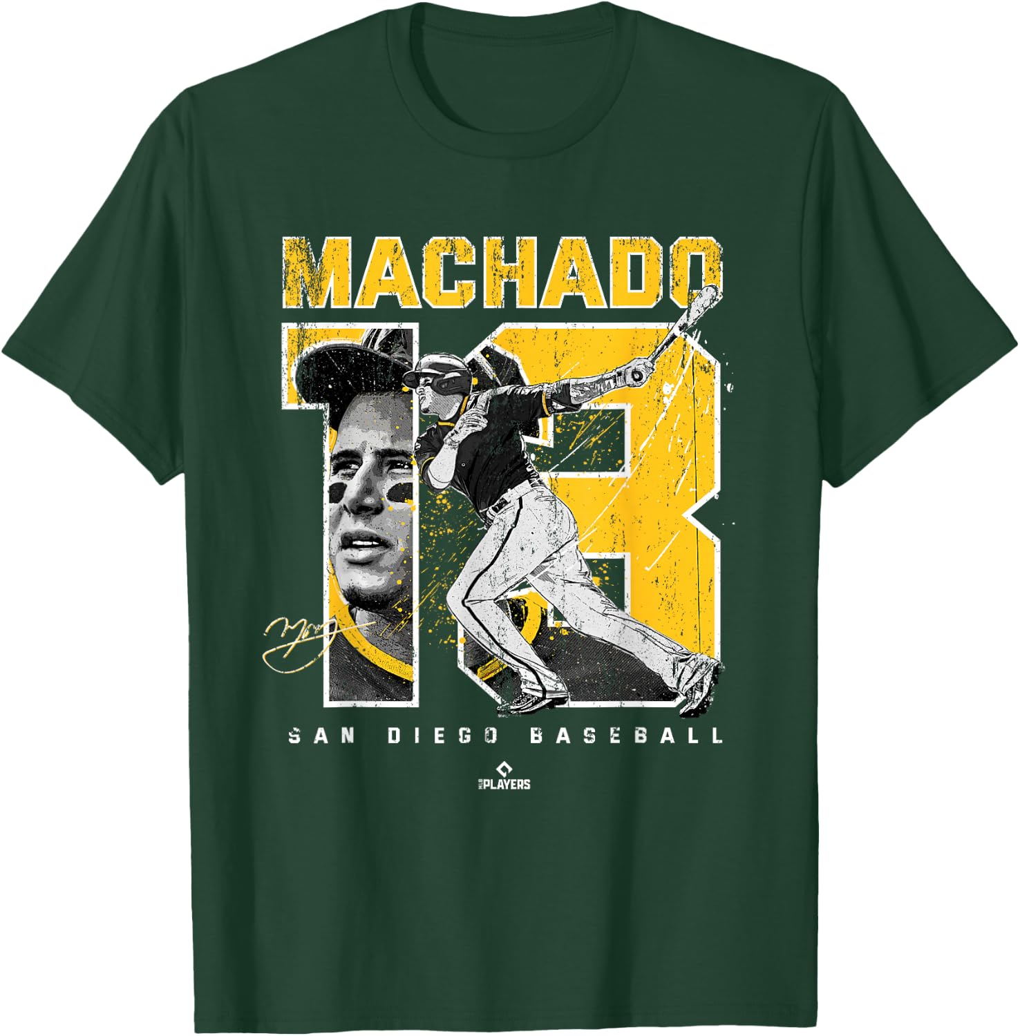 Number and Portrait Manny Machado San Diego MLBPA Small T-Shirt - T-Shirt | Forest