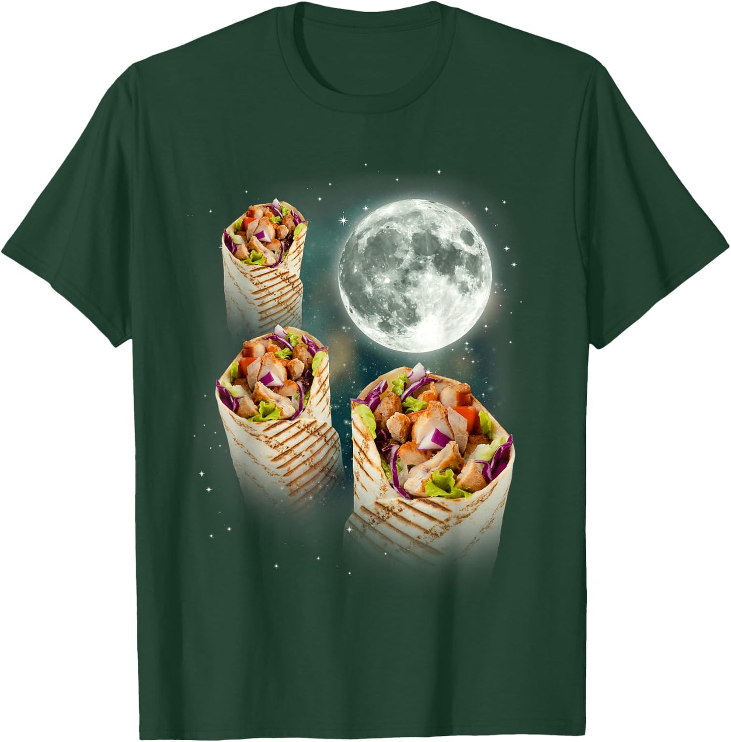 Three Burrito Moon | Weird Cursed Meme 3 Space Tortilla T-Shirt - T-Shirt | Forest