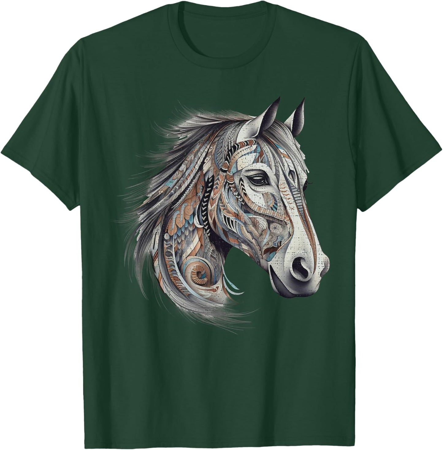 Horse Tribal Abstract Art Native American Geometric Horses T-Shirt - T-Shirt | Forest