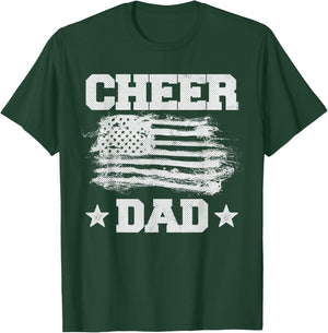 Cheer Dad Vintage American Flag Father Cheerleader Squad T-Shirt - T-Shirt | Forest