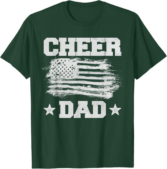 Cheer Dad Vintage American Flag Father Cheerleader Squad T-Shirt - T-Shirt | Forest