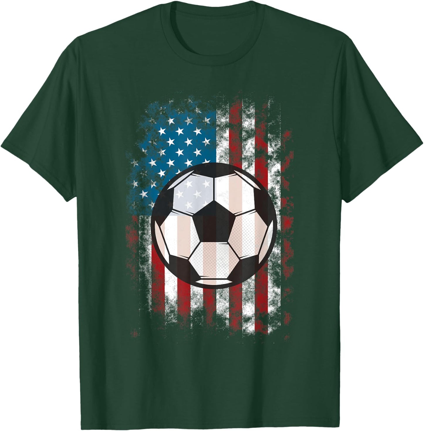 Soccer Ball American Flag USA for Soccer Lovers Women Kids Men T-Shirt - T-Shirt | Forest