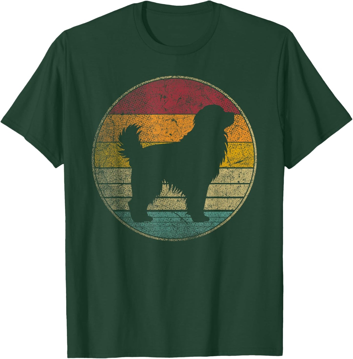 Newfoundland Dog Vintage Silhouette 70s 80s Retro Distressed Men Women Kids T-Shirt - T-Shirt | Forest